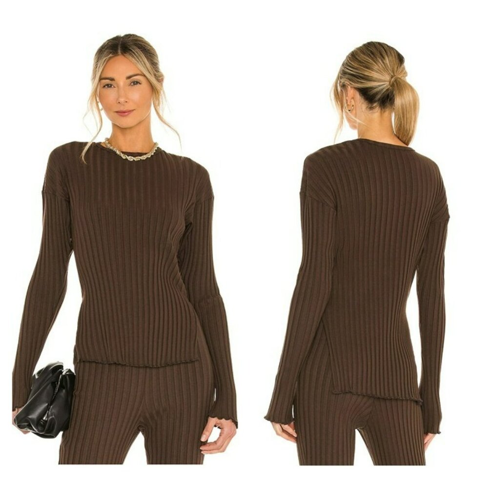 Lovers and Friends Olivia Ribbed Top - Hazel Brown